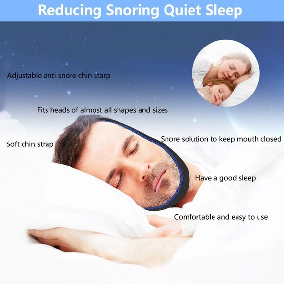 Anti Snoring Chin Strap with 2 Adjustable Velcro, Soft Airflow Chin Strap - Picture 5 of 7